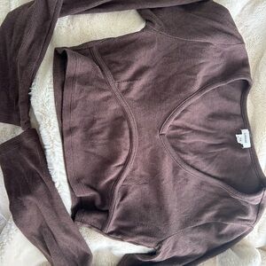 Brown Long Sleeve Crop Top